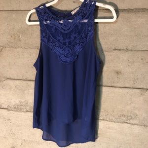 Chloe k blue shirt sleeveless blouse size large
